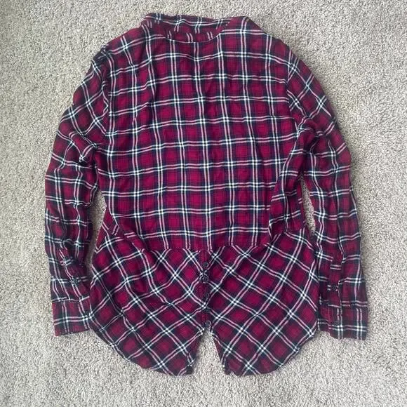 beachlunchlounge Shirt, Women's Size L, Red White Black, Plaid, Button Up - Picture 12 of 14